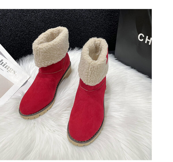 Artificial Plush Women's Winter Plus Size Mid Boots - Image 9