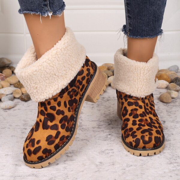 Artificial Plush Women's Winter Plus Size Mid Boots - Image 3